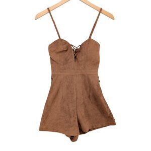 Angel Biba Brown Suede Romper